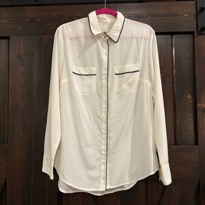 a new day Women's Cream Button Down Shirt with Black Trim